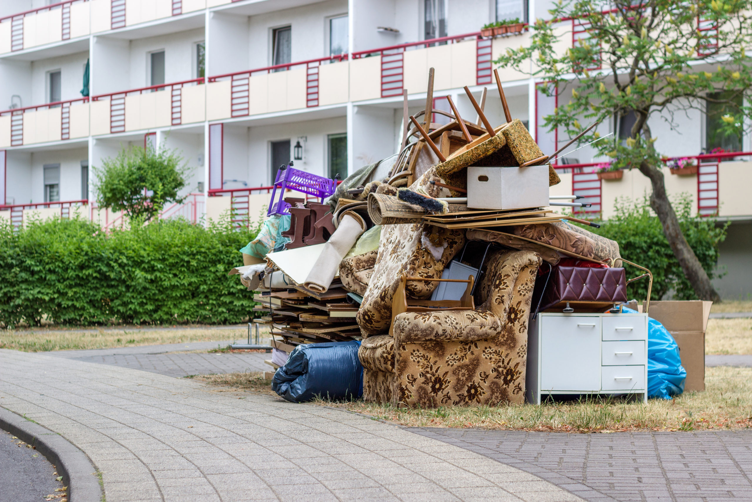 Old junky furniture ready to be hauled away.
