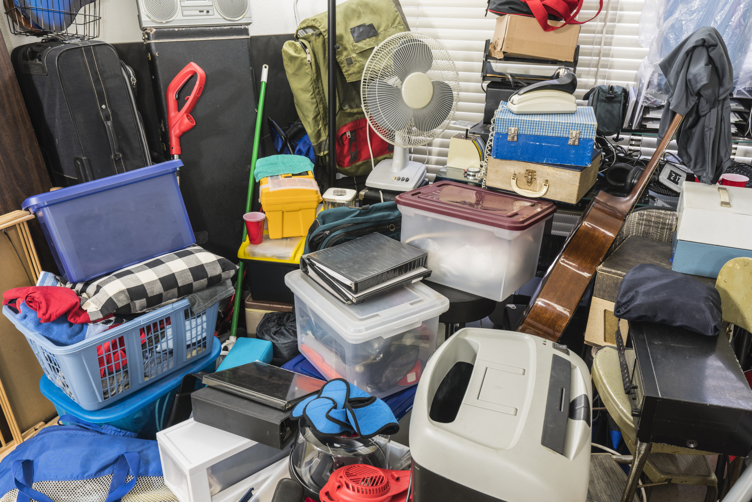A hoarder's room filled with nothing but junk