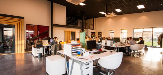 An office with furniture